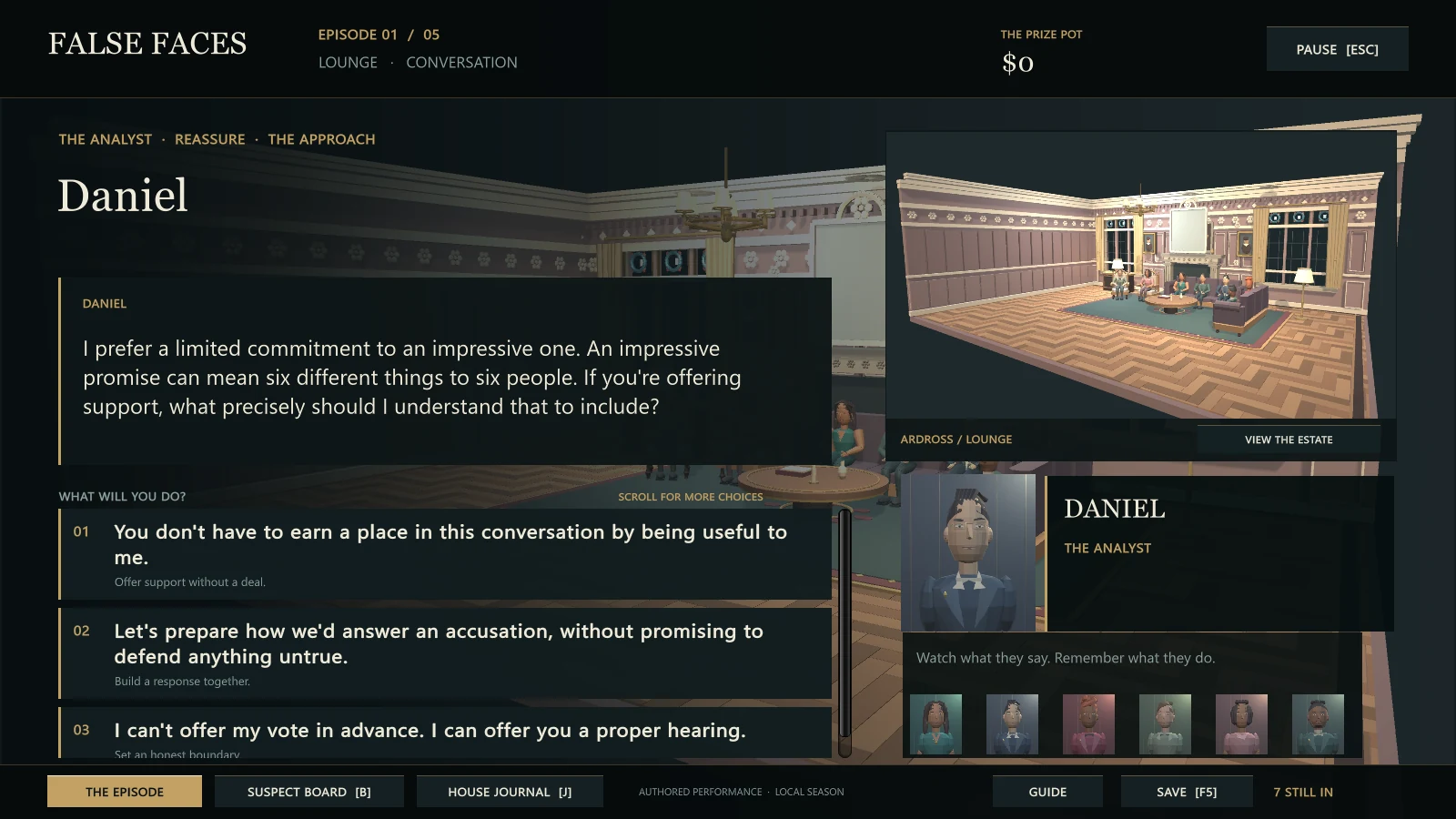 False Faces — gameplay screen