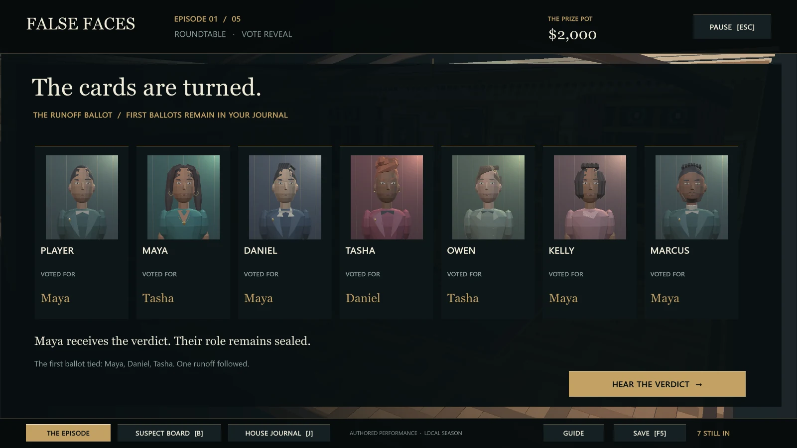 False Faces — gameplay screen