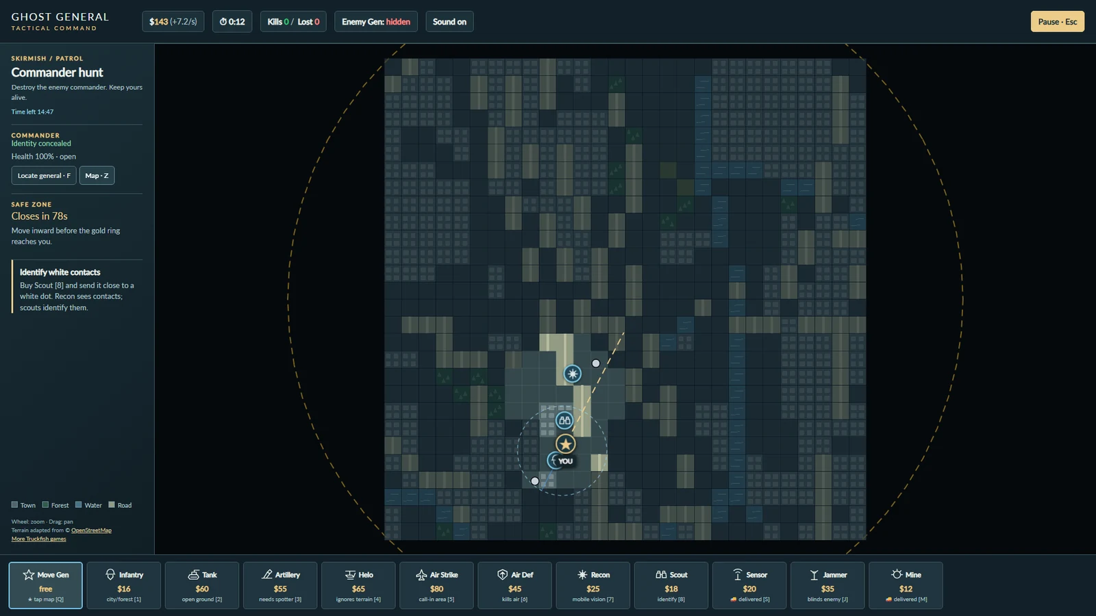 Ghost General — gameplay screen