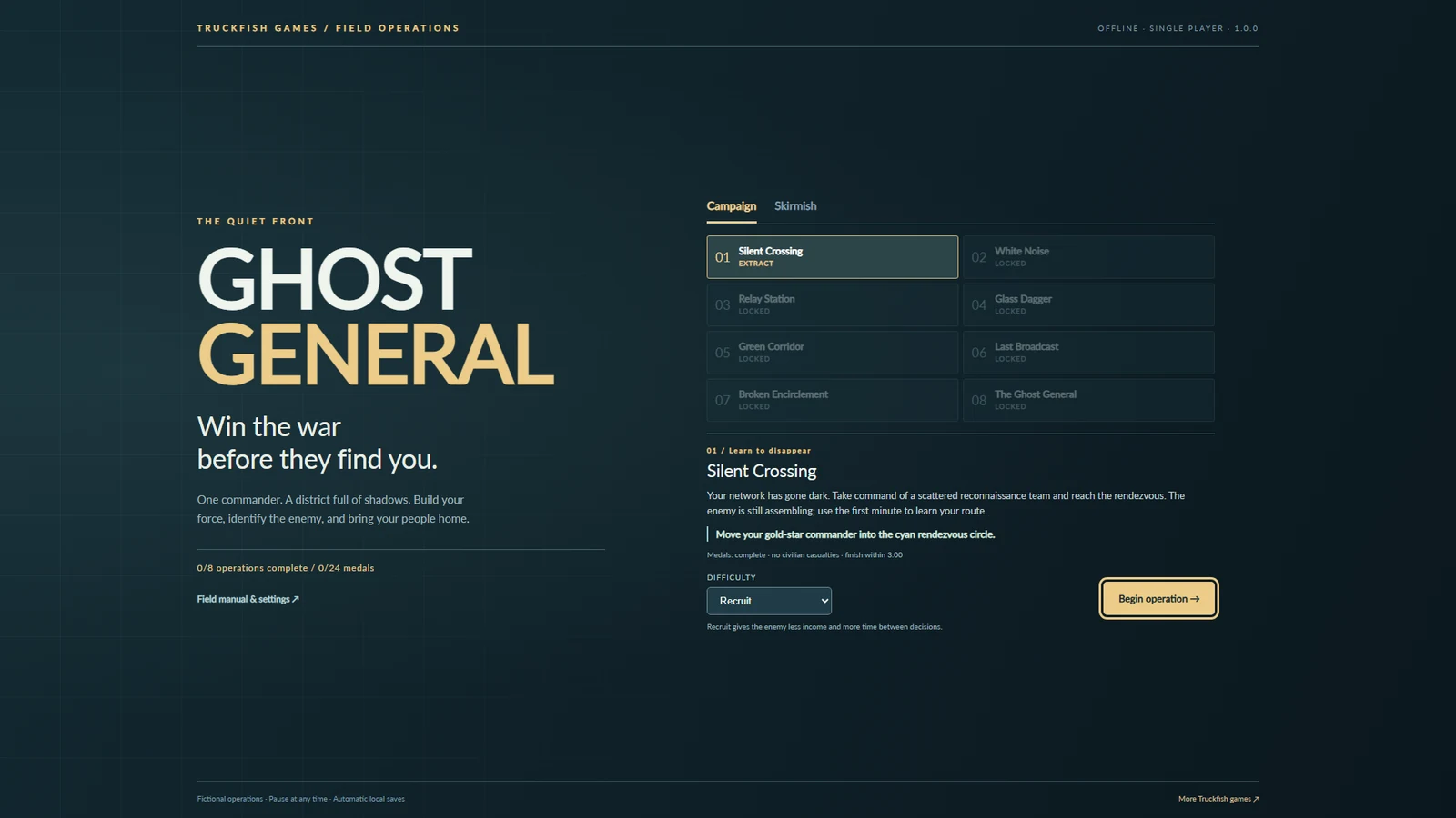 Ghost General — menu screen