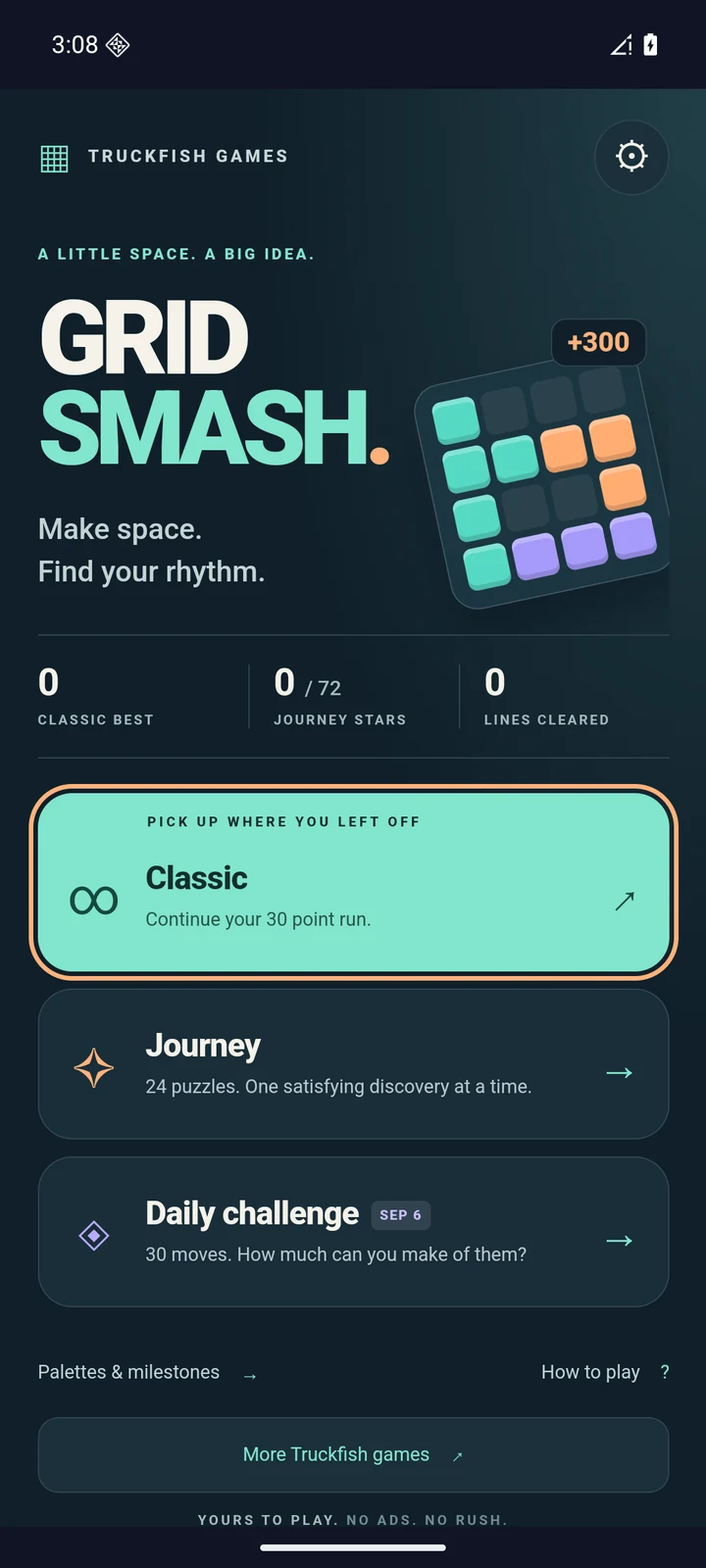 GridSmash — menu screen