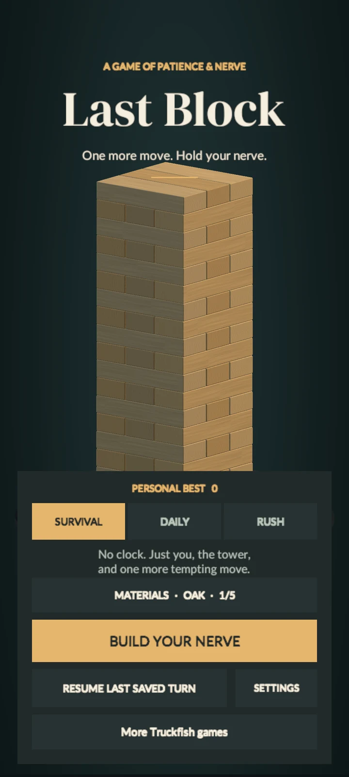 Last Block — menu screen