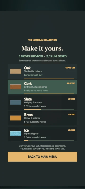 Last Block — collection screen