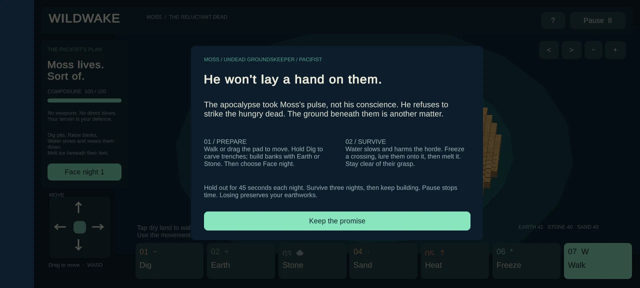 Wildwake — menu screen